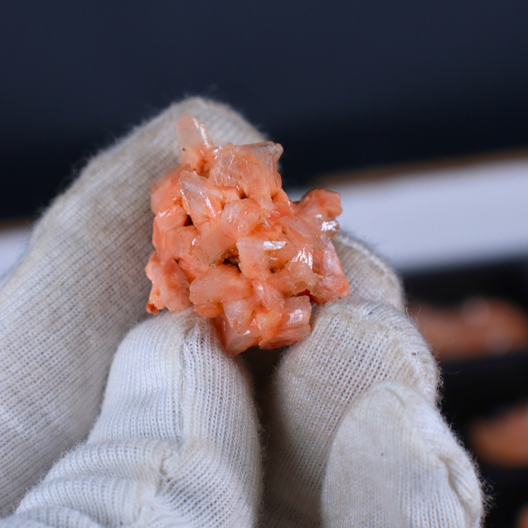 Natural Orange Stilbite with Heulandite Crystal Lot – 54 PCS – Mineral Specimens from India