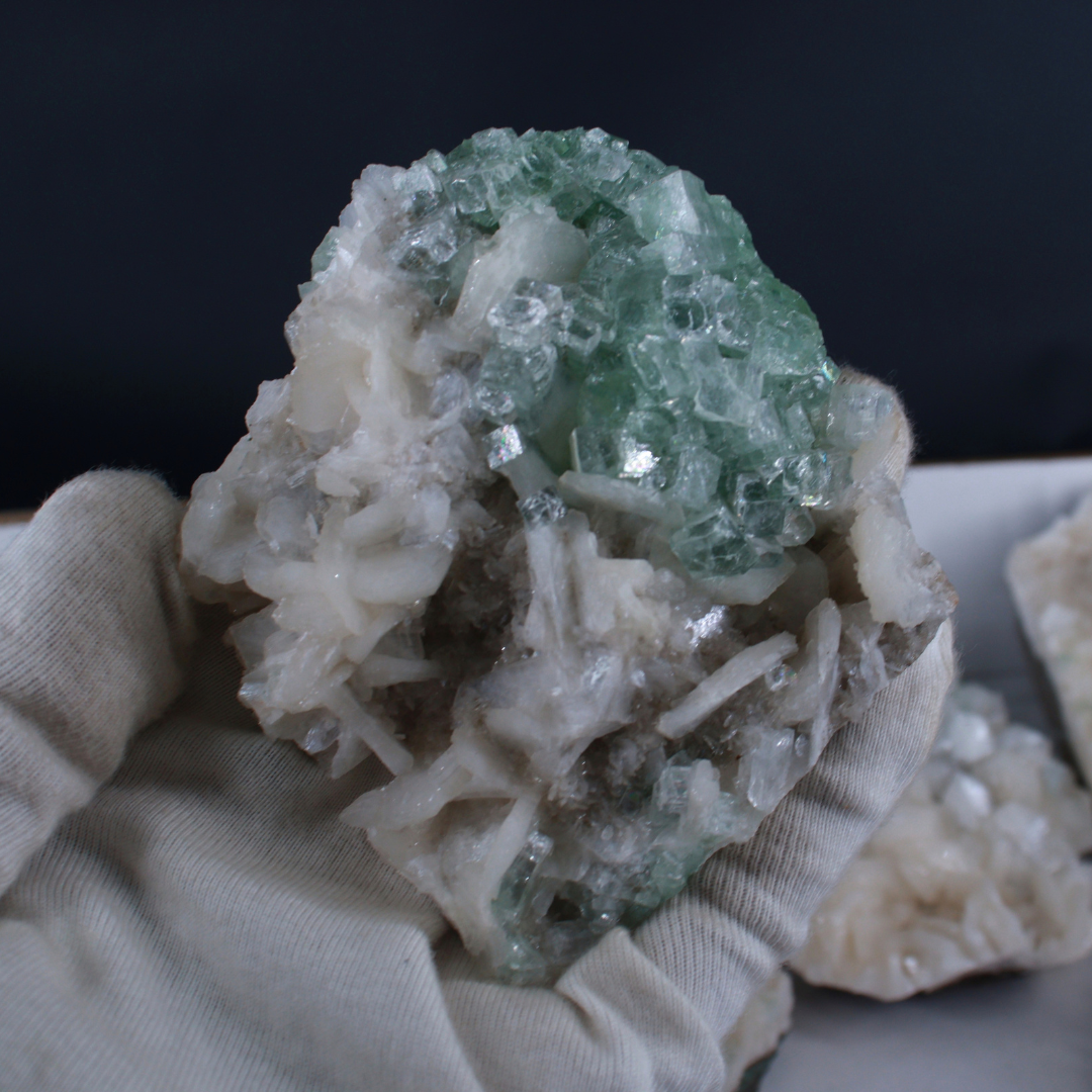 Natural Apophyllite with Heulandite Matrix Mineral Specimen Lot – 11 Pieces from India