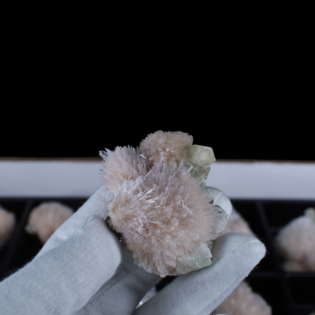 Natural Green Apophyllite with Stilbite, Heulandite Scolecite Crystal Lot – 18 PCS – Mineral Specimens from India