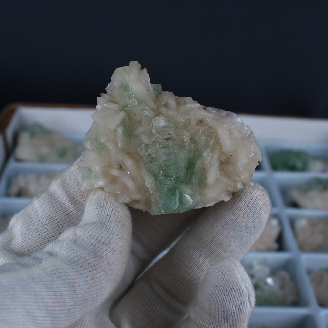 Natural Apophyllite with Heulandite Matrix Mineral Specimen Lot – 32 Pieces from India
