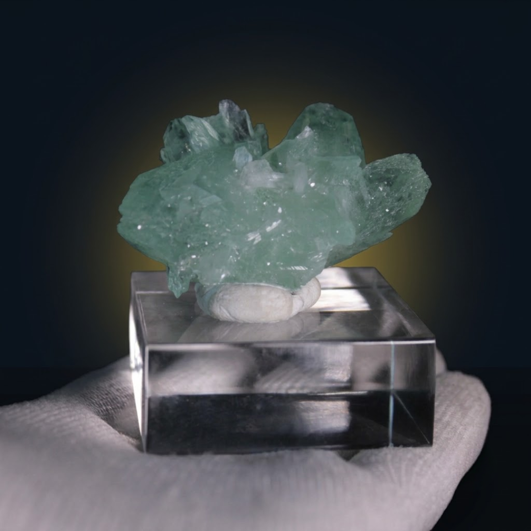 Natural Green Apophyllite Crystal Matrix – Mineral Specimen from India