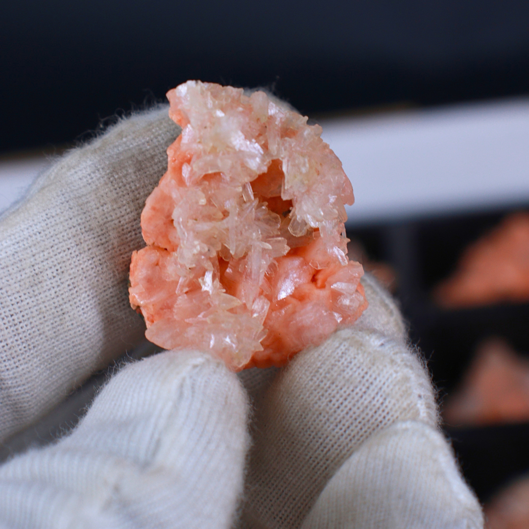 Natural Orange Stilbite with Heulandite Crystal Lot – 54 PCS – Mineral Specimens from India