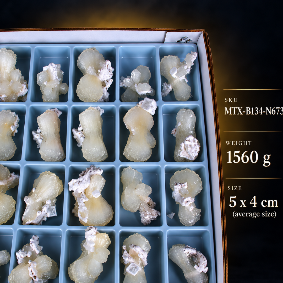 Natural White Stilbite Crystal Specimen Lot – 32 Pieces