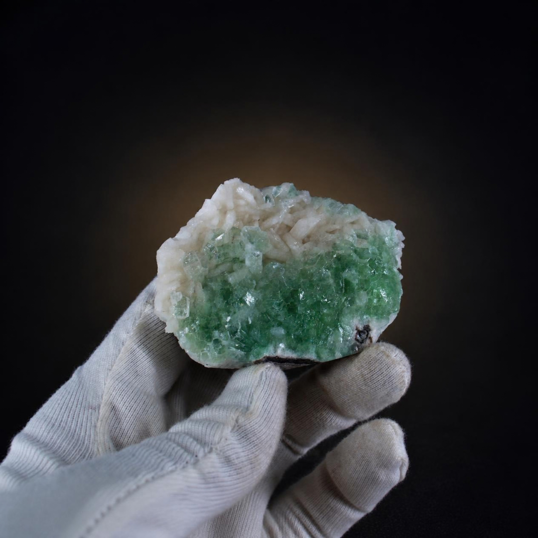 Natural Green Apophyllite Stilbite Heulandite Crystal Lot – 32 PCS – India