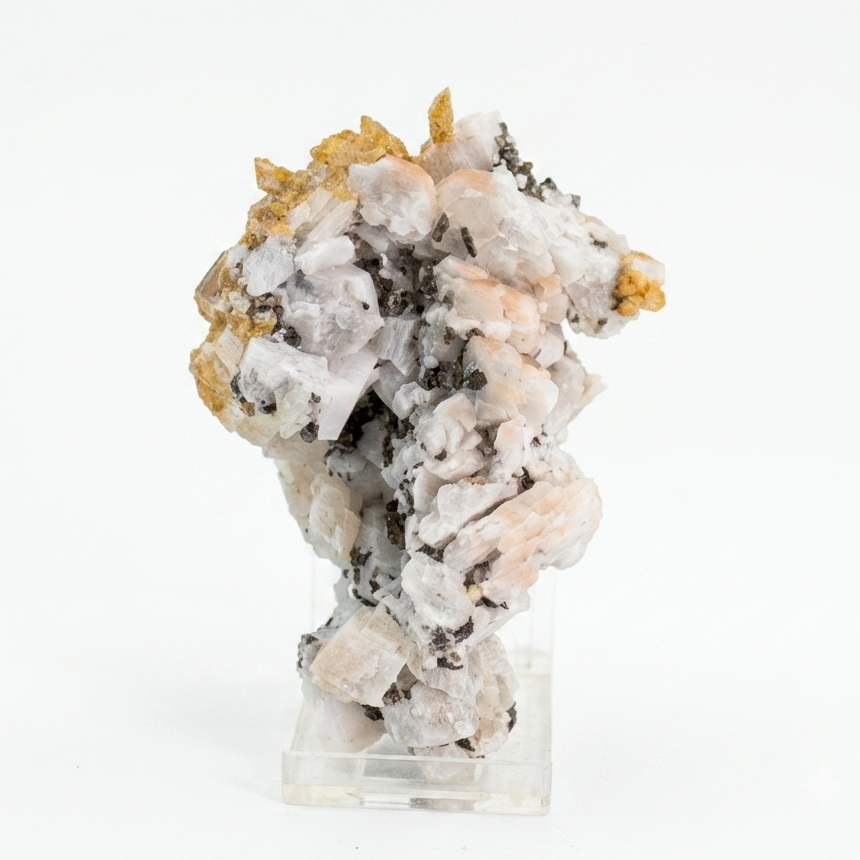 Natural Fluorescent Transparent Apatite with Pyrite &amp; Black Tourmaline on Matrix
