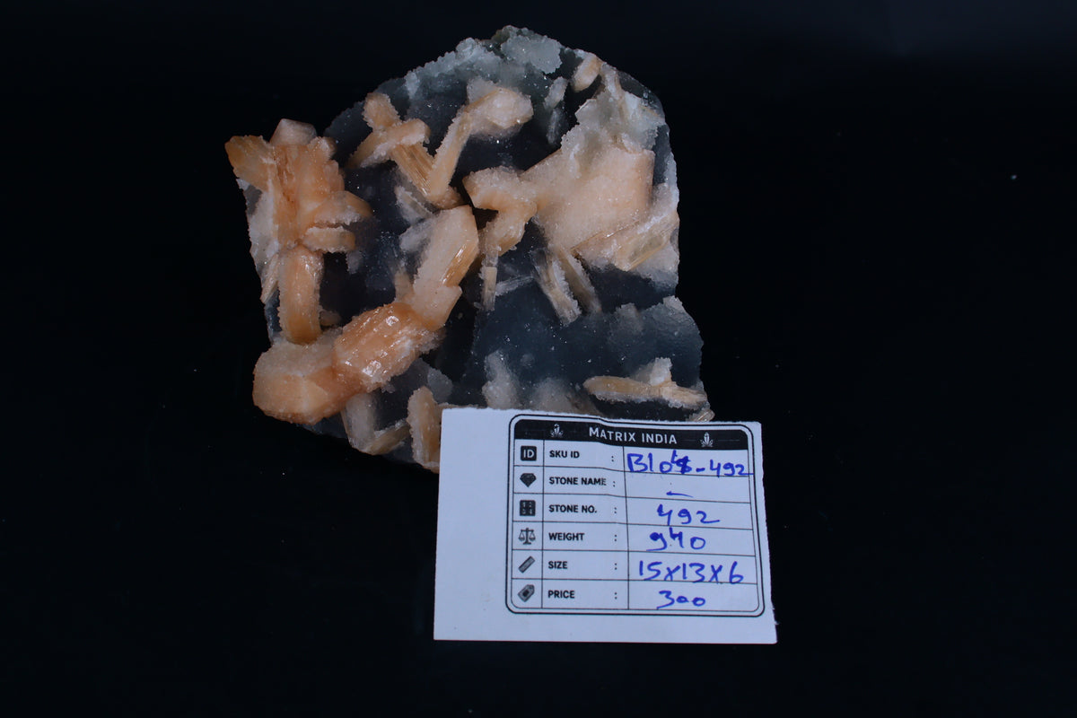 Stillbite with Heauldite Mineral 940g 15x13x6cm Bladed Tabular Raw Crystal Specimen