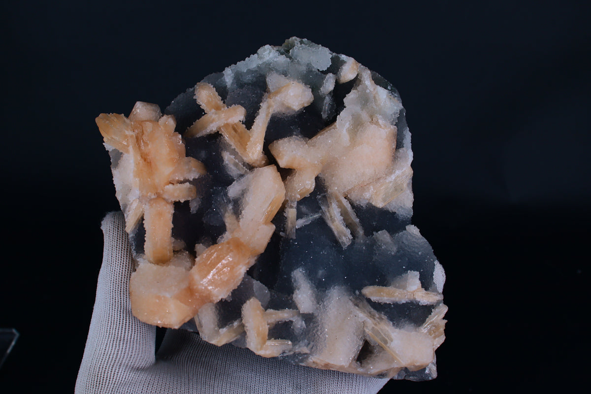 Stillbite with Heauldite Mineral 940g 15x13x6cm Bladed Tabular Raw Crystal Specimen