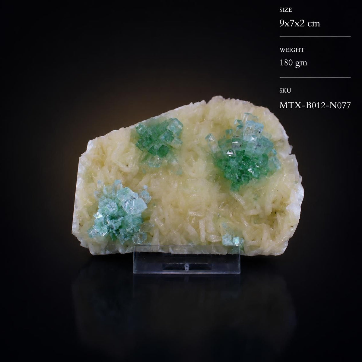 Natural Green Apophyllite with Stilbite Crystal Matrix Mineral Specimen from India 180 gm  9 × 7 × 2 cm