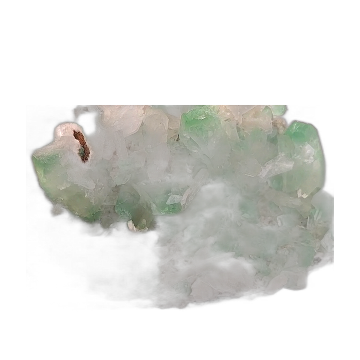 Green Apophyllite with Heulandite and Stilbite — Crystal Cluster Tabular Prismatic on Grayish-White Rock Matrix Natural Mineral Mineral Specimen 400g