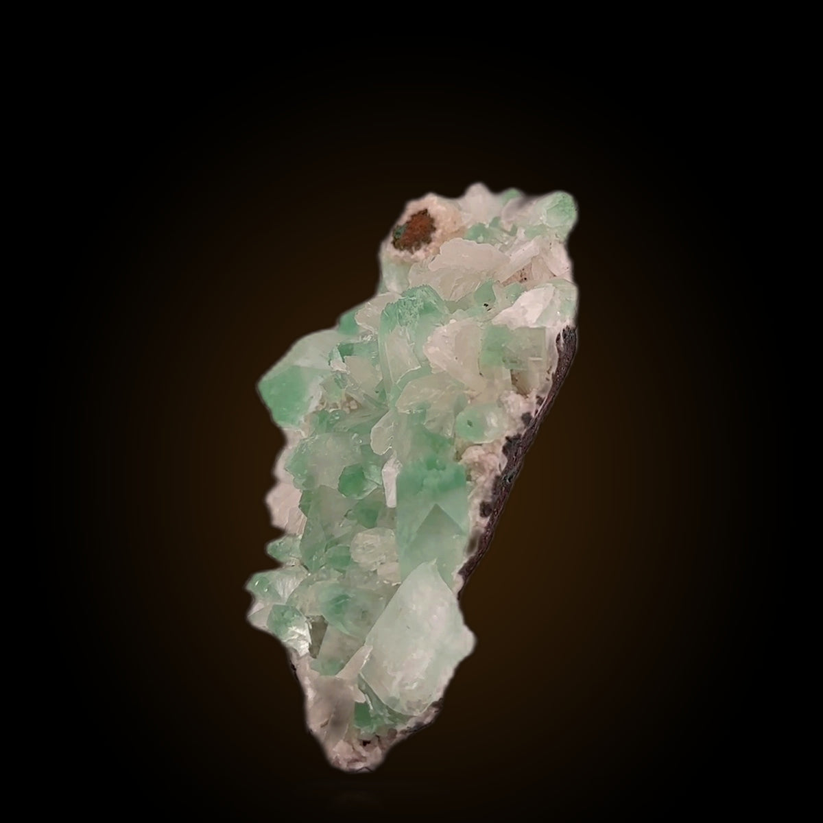 Green Apophyllite with Heulandite and Stilbite — Crystal Cluster Tabular Prismatic on Grayish-White Rock Matrix Natural Mineral Mineral Specimen 400g