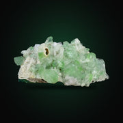 Green Apophyllite Crystal Cluster on White Heulandite Matrix | 290 g | 14 × 8 × 8 cm